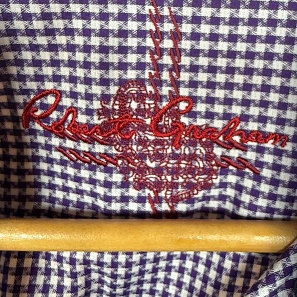 Robert Graham Purple Houndstooth Print Button Front Shirt Sz M‎ - Picture 9 of 10